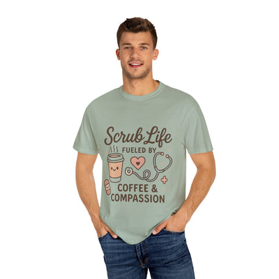 Cute Scrub Life T-shirt, Perfect Gift for Nurses, Medical Staff, Healthcare Workers, Coffee Lovers, Fun Occupational Apparel