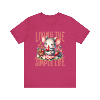Living the Simple Life Mouse Tee, Cute Animal T-Shirt, Cozy Casual Wear, Garden Party Outfit, Gift for Nature Lovers, Spring Apparel