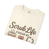 Cute Scrub Life T-shirt, Perfect Gift for Nurses, Medical Staff, Healthcare Workers, Coffee Lovers, Fun Occupational Apparel