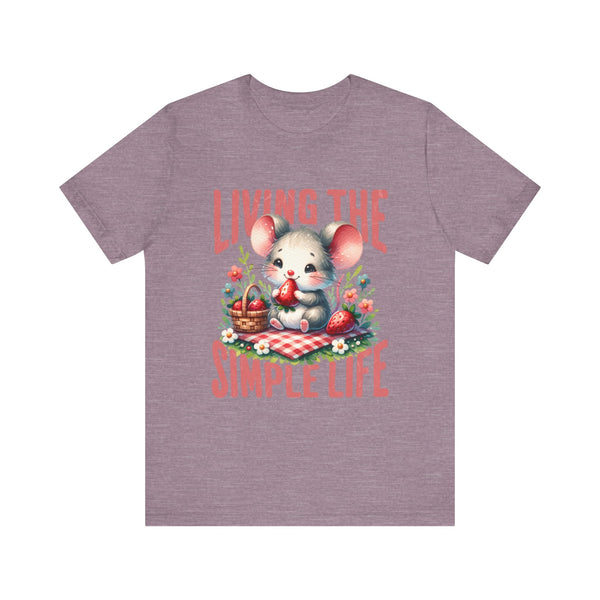 Living the Simple Life Mouse Tee, Cute Animal T-Shirt, Cozy Casual Wear, Garden Party Outfit, Gift for Nature Lovers, Spring Apparel
