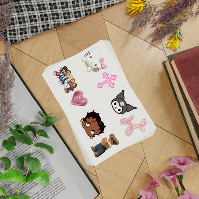 Cute Sticker Sheet Bundle, 10 pcs, Girly Kindle Stickers, Pinterest Aesthetic Coquette Sticker Pack, Planner, Laptop Stickers
