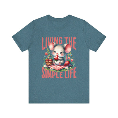Living the Simple Life Mouse Tee, Cute Animal T-Shirt, Cozy Casual Wear, Garden Party Outfit, Gift for Nature Lovers, Spring Apparel