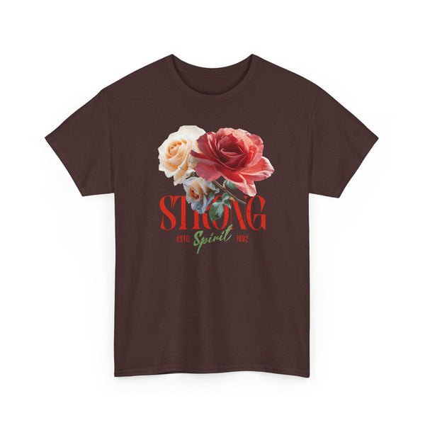 Strong Spirit Floral Tee, Motivational Graphic Tee, Unisex Cotton Shirt, Gift for Her, Inspirational Outfit, Self-Care Day Tee