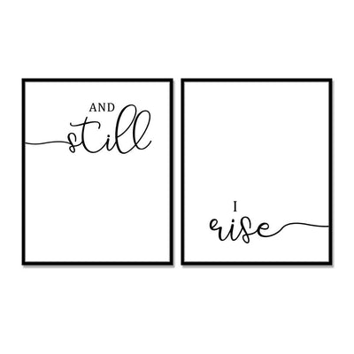 And Still I Rise Print Quote Motivational Wall Decor Bedroom Inspirational Wall Art Still I Rise Wall Art Above Bed Art Set of 2 UNFRAMED 11x14inch
