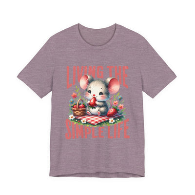 Living the Simple Life Mouse Tee, Cute Animal T-Shirt, Cozy Casual Wear, Garden Party Outfit, Gift for Nature Lovers, Spring Apparel