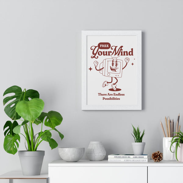 Whimsical Framed Art Print - "Free Your Mind", Home Decor, Motivational Wall Art, Gift for Creativity Lovers, Inspirational Decor