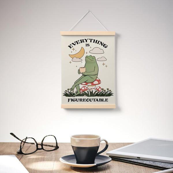 PaJiaNi Frog Motivational Wall Decor,Mental Health Inspirational Wall Art,Positive Affirmations Poster For Classroom Bedroom Dorm Office,Everything is Figureoutable,12x16Inch