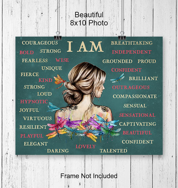 Positive Affirmations Boho-chic Wall Art & Decor - I Am Bohemian Motivational Wall Decor - Inspirational Quotes Sayings - Encouragement Gifts for Women - Encouraging Decoration - UNFRAMED Picture