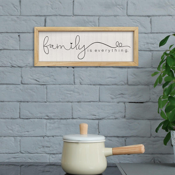 comurdyo Family is Everything Sign Wall Decor 16"×6" Family Wood Framed for Living Room Entryway Home Hanging Plaque Wall Art (Wood)