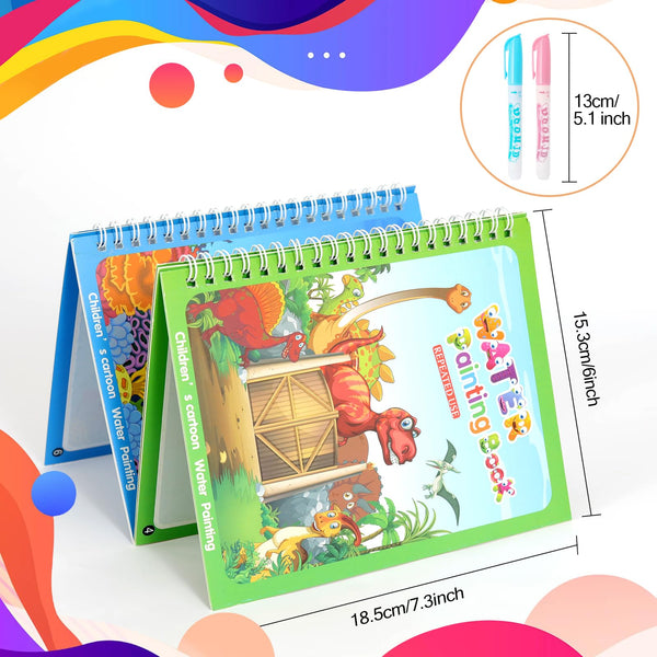 CMTOOP 5 Pack Reusable Water Coloring Book for Toddlers, Water Doodle Book Toys, Paint with Water Books,Mess-Free Coloring Book, Portable Educational Doodle Drawing Toy,Educational Learning Kits Gifts