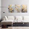 3Pcs Modern Abstract Golden White Leaves Canvas Wall Art Neutral Botanical Wall Decor Pictures Luxury Posters Prints for Living Room Bedroom Office Home Decorations, 12x16in