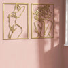 Glamativity 4 Pack Gold Wall Art Decor, Minimalist Single Line Real Metal Wall Art, Woman's Body Shape Abstract Wall Art (Gold Classic Style, 17 x 11.8'')