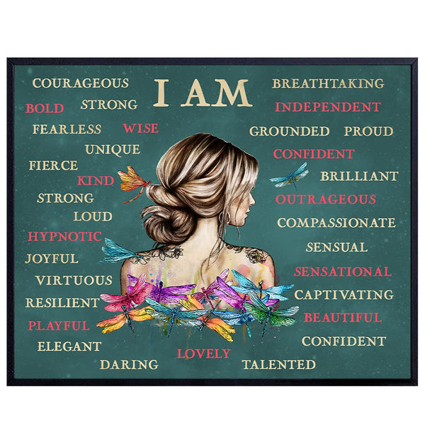 Positive Affirmations Boho-chic Wall Art & Decor - I Am Bohemian Motivational Wall Decor - Inspirational Quotes Sayings - Encouragement Gifts for Women - Encouraging Decoration - UNFRAMED Picture