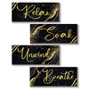 ONIZHITY 4 Pcs Black and Gold Bathroom Decor Black Gold Wall Decor Relax Soak Unwind Breathe Wooden Rustic Marble Style Bathroom Accessories for Bedroom Living Room Decor Kitchen(10X4)