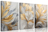 3Pcs Modern Abstract Golden White Leaves Canvas Wall Art Neutral Botanical Wall Decor Pictures Luxury Posters Prints for Living Room Bedroom Office Home Decorations, 12x16in