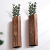 BOTOP 4 Pack Wood Indoor Wall Planter, Modern Boho Wall Decor for Living Room Bedroom, Farmhouse Pocket Vases for Dried Flowers and Faux Greenery Plants - Brown