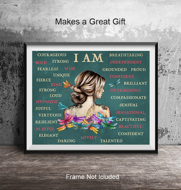 Positive Affirmations Boho-chic Wall Art & Decor - I Am Bohemian Motivational Wall Decor - Inspirational Quotes Sayings - Encouragement Gifts for Women - Encouraging Decoration - UNFRAMED Picture