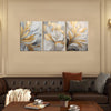 3Pcs Modern Abstract Golden White Leaves Canvas Wall Art Neutral Botanical Wall Decor Pictures Luxury Posters Prints for Living Room Bedroom Office Home Decorations, 12x16in