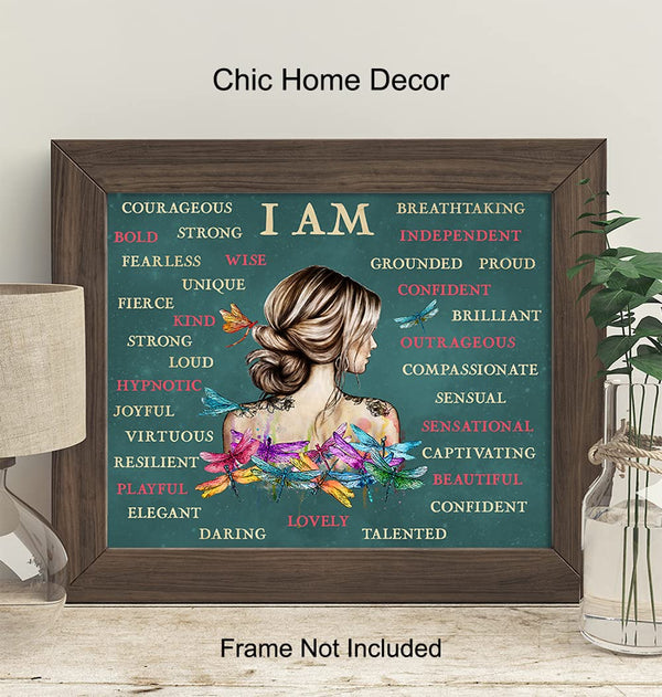 Positive Affirmations Boho-chic Wall Art & Decor - I Am Bohemian Motivational Wall Decor - Inspirational Quotes Sayings - Encouragement Gifts for Women - Encouraging Decoration - UNFRAMED Picture
