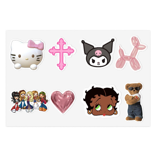 Cute Sticker Sheet Bundle, 10 pcs, Girly Kindle Stickers, Pinterest Aesthetic Coquette Sticker Pack, Planner, Laptop Stickers