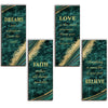 ONIZHITY 4 Pcs Green Gold Bathroom Decor Green Gold Wall Decor with Dreams Faith Love Believe Wooden Rustic Marble Style Versatile Bathroom Accessories for Bedroom Living Room(10X4)