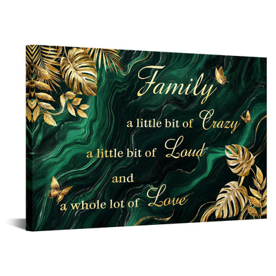 DuoBaorom Family is Everything Wall Art Emerald Green Gold Bedroom Decor 24x36 Tropical Leaves Canvas Print