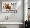 Funny Highland Cow Bathroom Canvas Wall Art Farmhouse Cute Brown Cow Painting Picture Wall Decor Inspirational Quotes Cattle in the Bathtub Poster Print Artwork for Bathroom Toilet Home Decoration