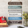 6 Pcs Inspirational Wall Art Decor for Office Watch Your Thoughts Wooden Hanging Motivational Wall Decor Rustic Positive Quotes Plaques for Classroom Home Bedroom Kitchen Living Room(Classic Style)