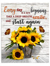 AMERICAN LUXURY GIFTS Every Day Is A New Beginning - Sunflower Motivational Wall Decor - Inspirational Quotes Art for Office Decor, Living Room, Bedroom - 11x14 Unframed Print