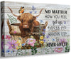 Funny Highland Cow Bathroom Canvas Wall Art Farmhouse Cute Brown Cow Painting Picture Wall Decor Inspirational Quotes Cattle in the Bathtub Poster Print Artwork for Bathroom Toilet Home Decoration