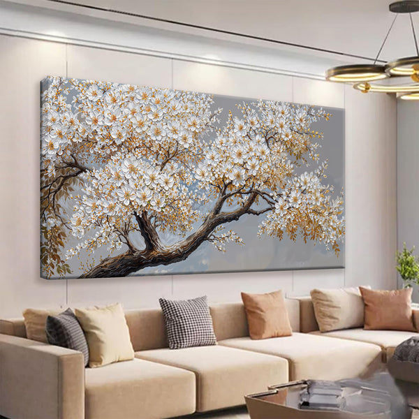 Modern Wall Art Decor White Flowers On Tree Artwork For Walls Decor Ready To Hang Pictures For Bedroom Wall Decor Living Room Office Kitchen Bathroom Canvas Prints 20x40 Inch