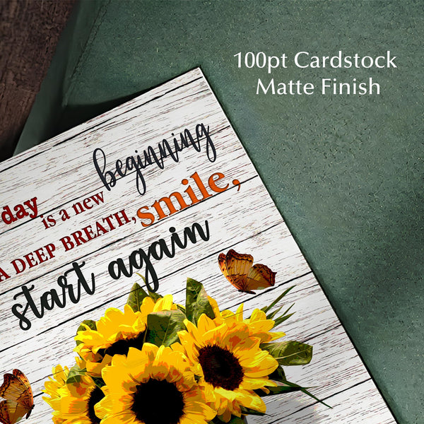 AMERICAN LUXURY GIFTS Every Day Is A New Beginning - Sunflower Motivational Wall Decor - Inspirational Quotes Art for Office Decor, Living Room, Bedroom - 11x14 Unframed Print